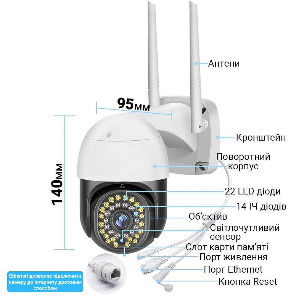 Камера видеонаблюдения WiFi uSafe OC-06-PTZ уличная с поворотным корпусом 2 Мп/1080P - фото 3 Камера видеонаблюдения WiFi uSafe OC-06-PTZ уличная с поворотным корпусом 2 Мп/1080P - фото 3