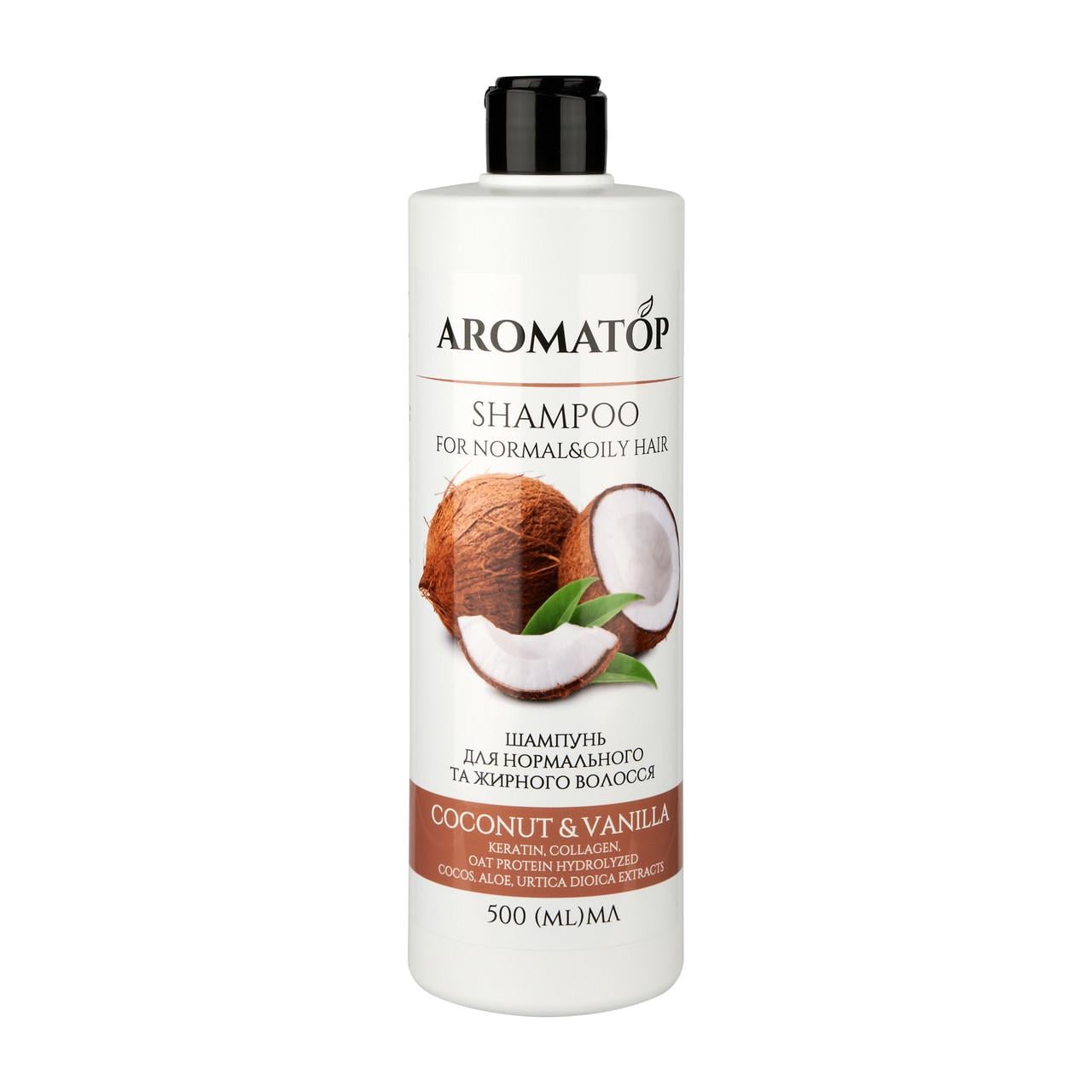 Шампунь Aromatop для нормальных и жирных волос Кокос-Ваниль 500 мл (17345)