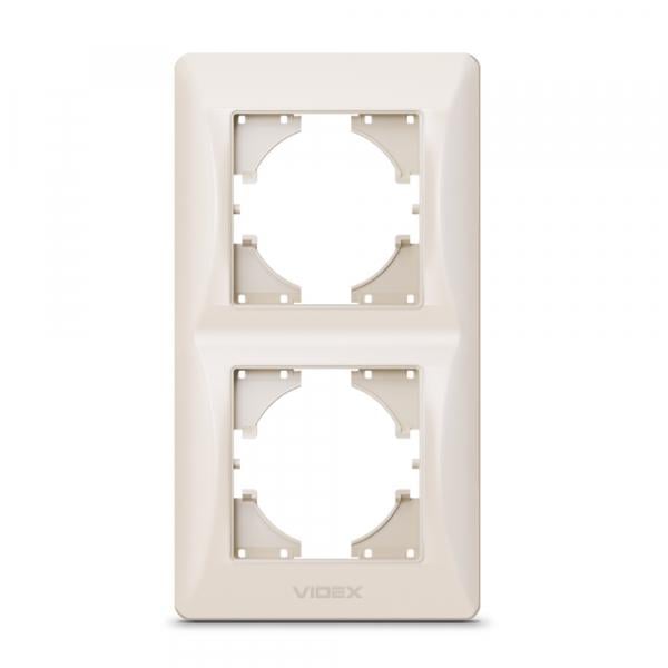 Рамка Videx на на 2 місця вертикальна Кремовий