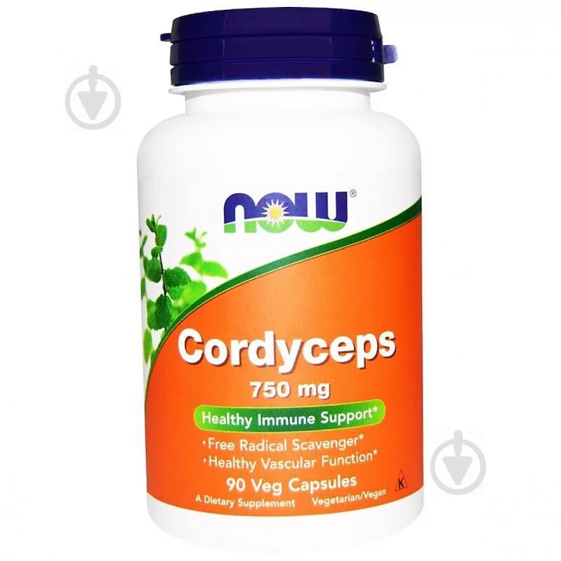 Гриби Кордіцепс, 750 мг Now Foods, Cordyceps, 90 капсул