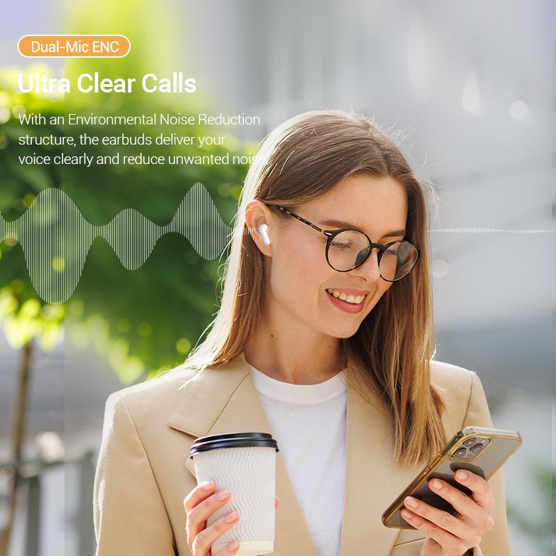 Навушники бездротові Vention Elf E05 Bluetooth 5.3 TWS шумозаглушення 22 год відтверення 13 мм AAC/SBC Hi-Fi Низька затримка Чорний (NBOB0) - фото 5