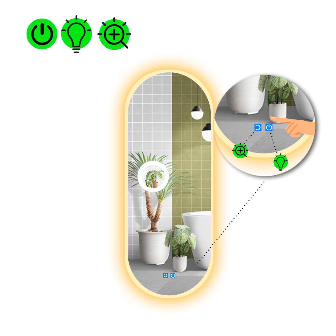 Зеркало с LED подсветкой Portale 3 с двумя сенсорами 140x55 см