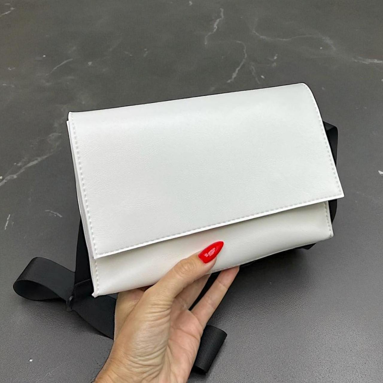 Женский клатч сумка кросс боди через плечо на широком ремне кожаная экокожа Белый - фото 9 Женский клатч сумка кросс боди через плечо на широком ремне кожаная экокожа Белый - фото 9