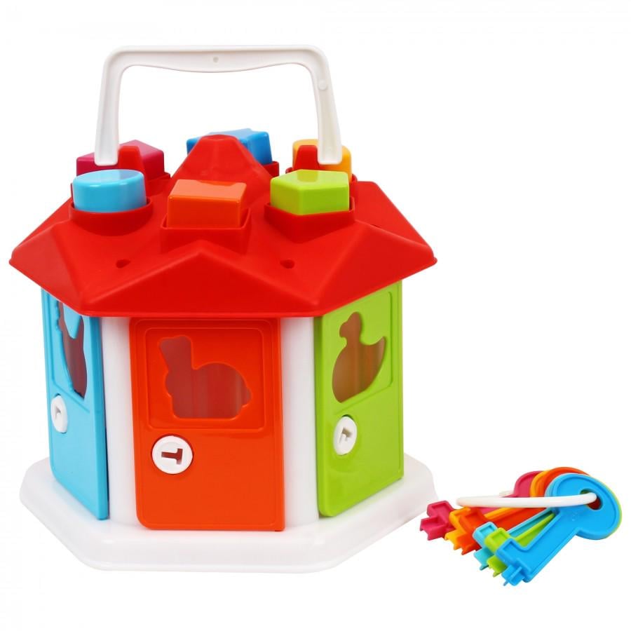 Сортер для малышей развивающий ТехноК домик с ключиками/фигурками/цветами и дверцами (156/2438)