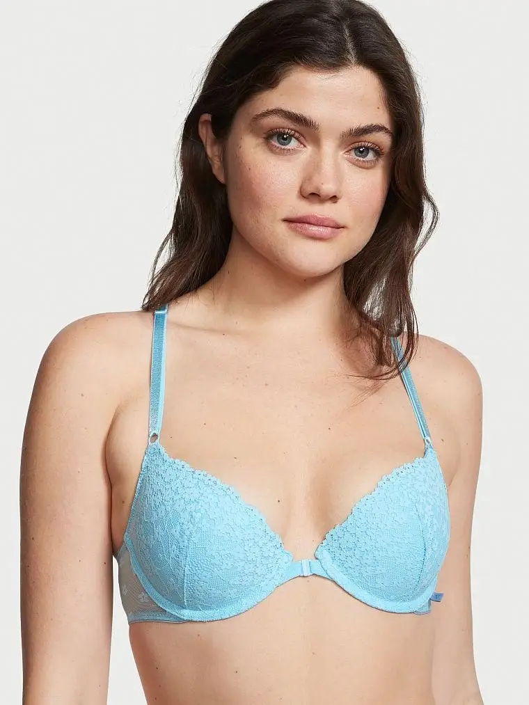 Бюстгальтер мереживний без пуш ап Victoria's Secret Sexy Tee Lightly Lined Demi Bra 90D Блакитний (20241422)