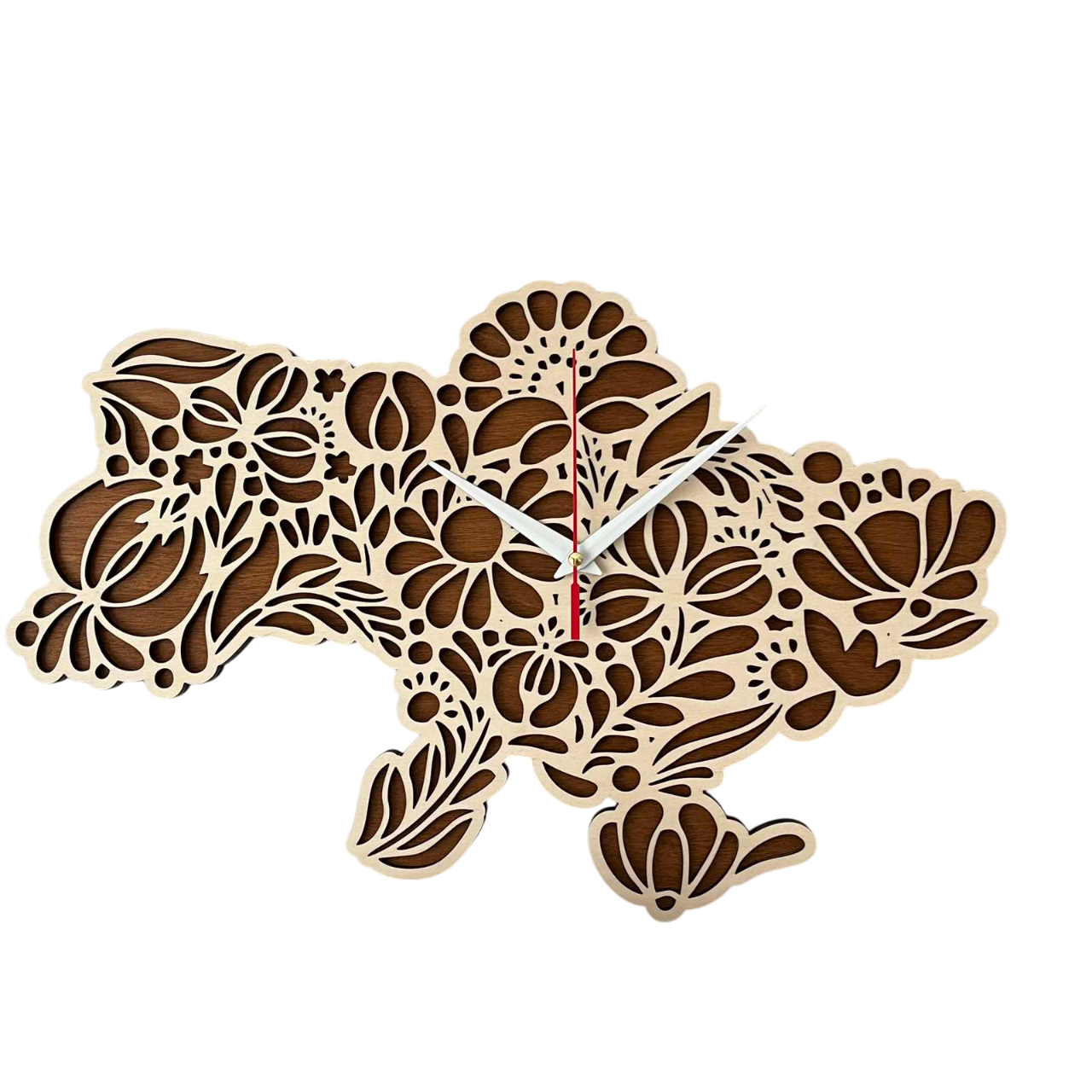 Часы настенные Карта Украины деревянные с бесшумным механизмом Полисандр