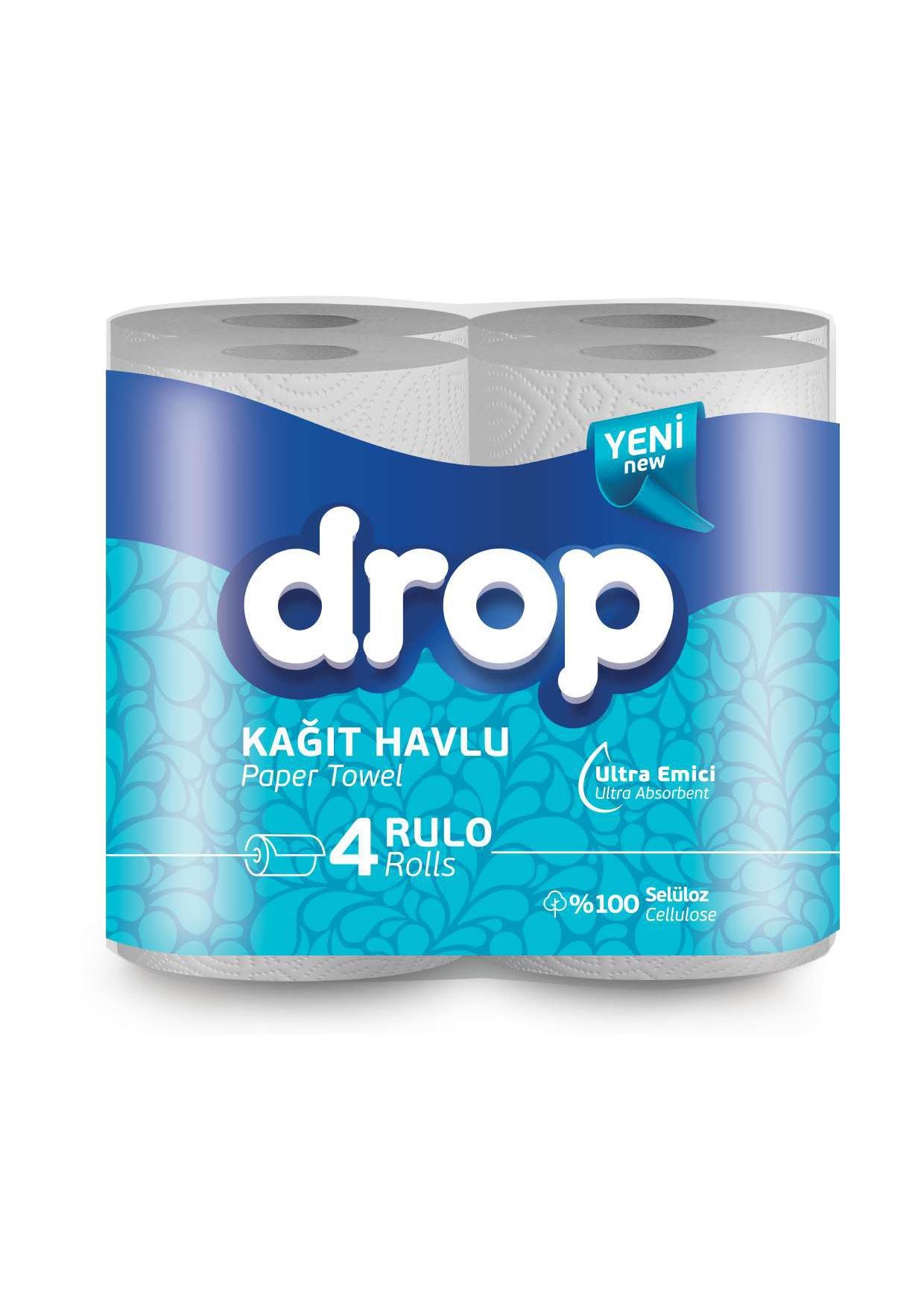 Бумажные полотенца Drop 2-х слойные 4 рул.