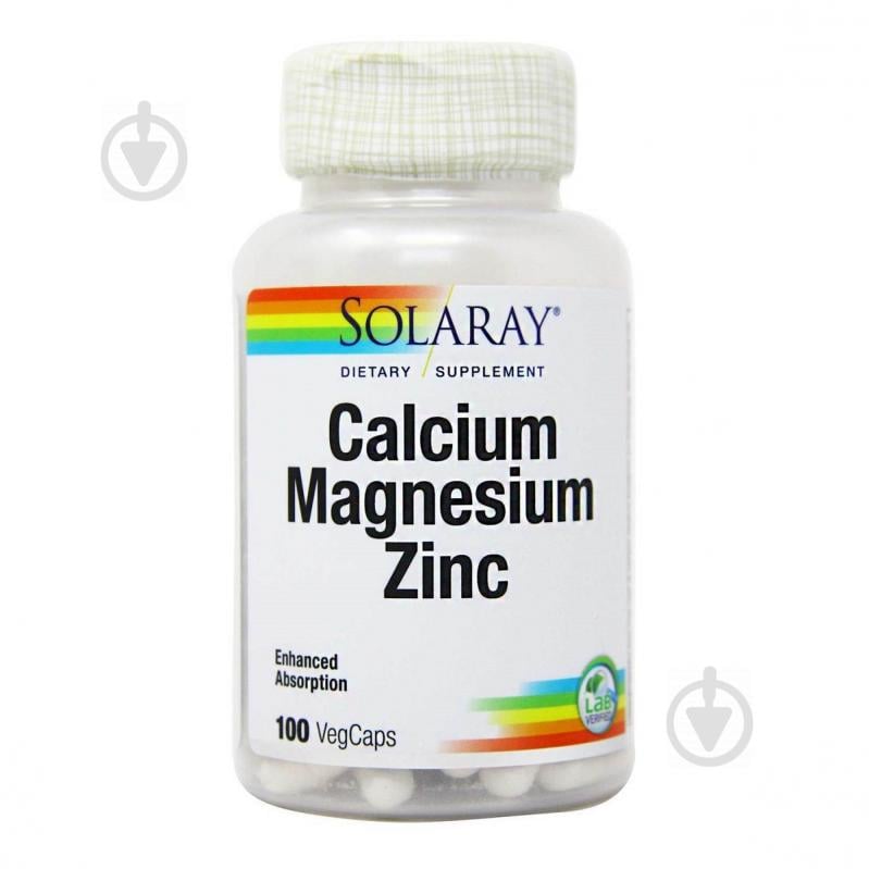 Кальций Магний Цинк, Calcium Magnesium Zinc, Solaray, 100 капсул