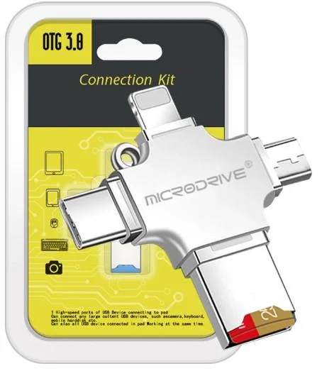 Флешка для адаптер IPhone MicroDrive 64Gb USB 3.0 iOS Micro Type-C Apple Lightning 4в1