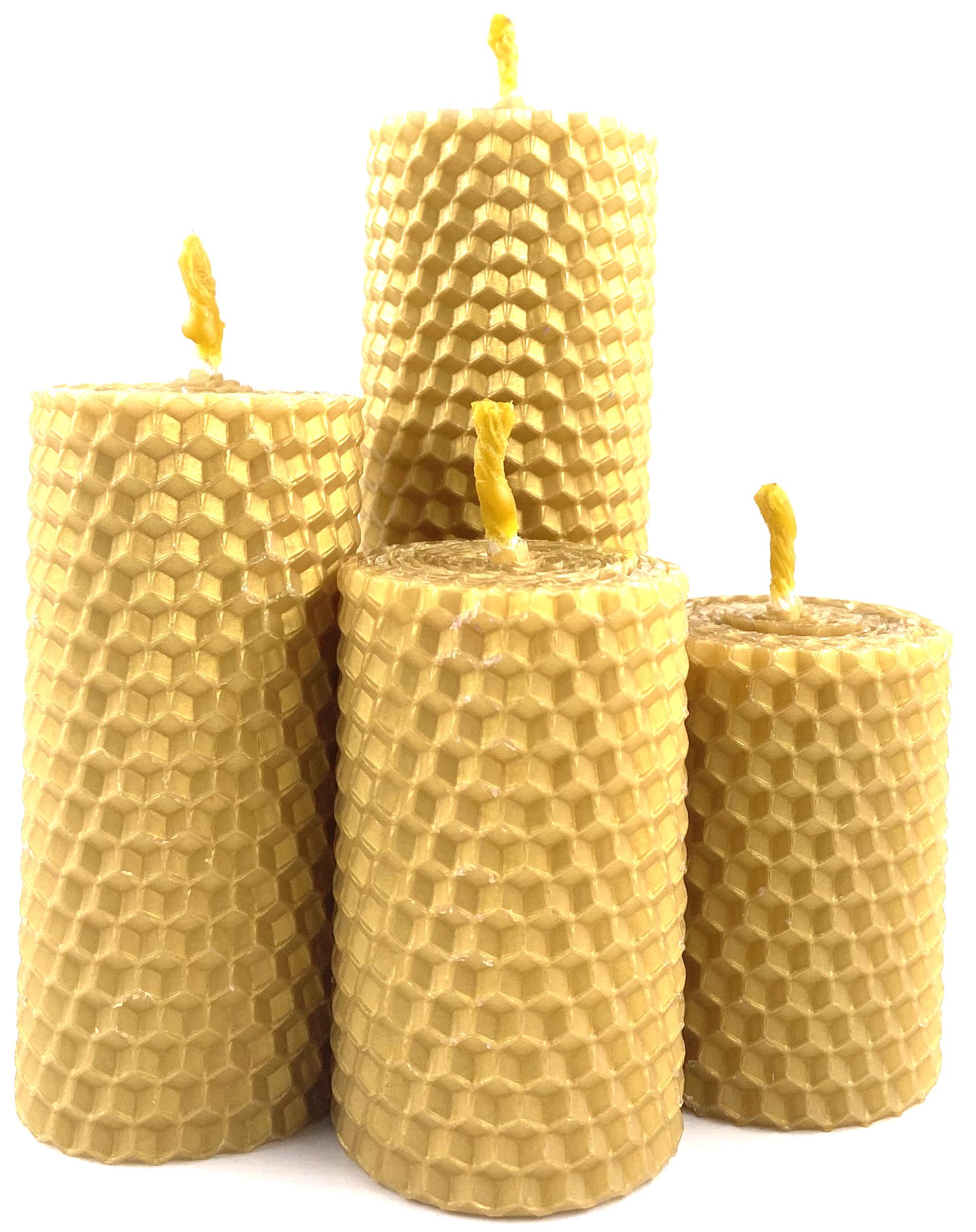 Набор декоративных свечей из натуральной вощины 4 шт. Золотой (1576)