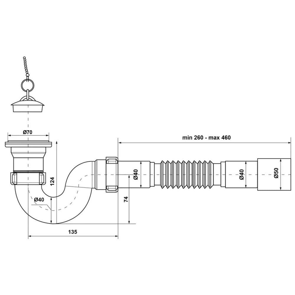 Сифон для душового піддону Kronoplast П-1055 1 1/2" 40x40/50 мм (SV14000033) - фото 2