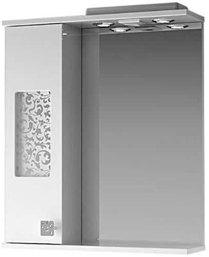 Зеркальный шкаф для ванной Ирис 2 - 65 см ВанЛанд с декором (00006VAN)