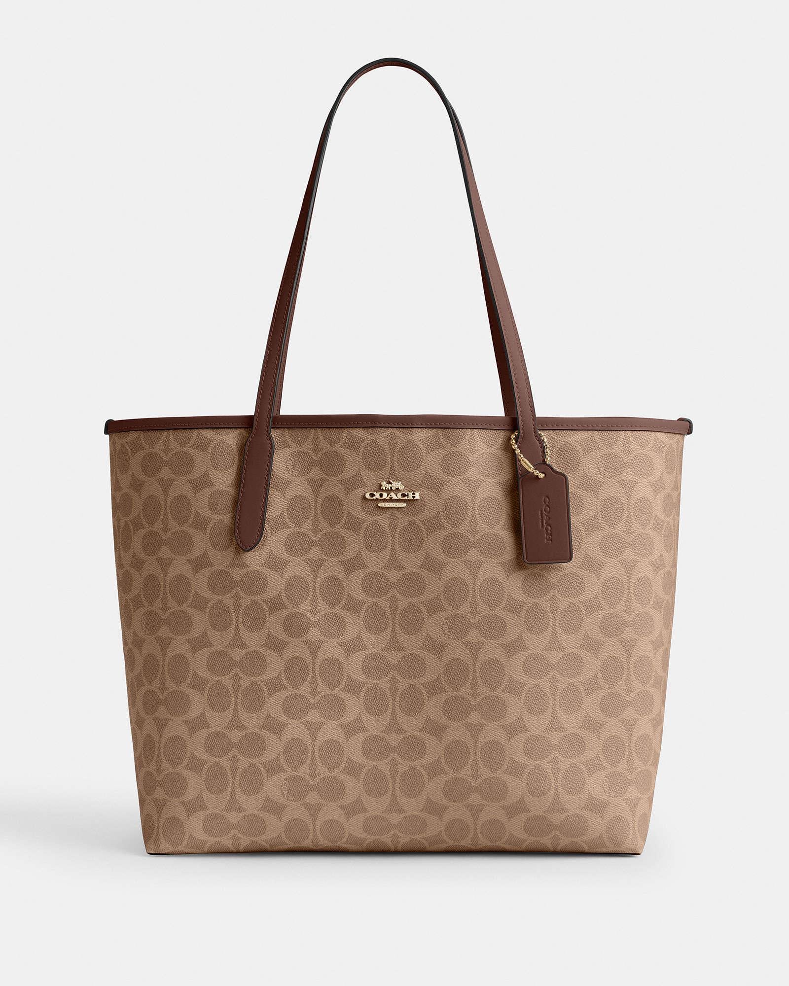 Сумка жіноча Coach City Tote Bag In Signature Canvas Бежевий (37017606)