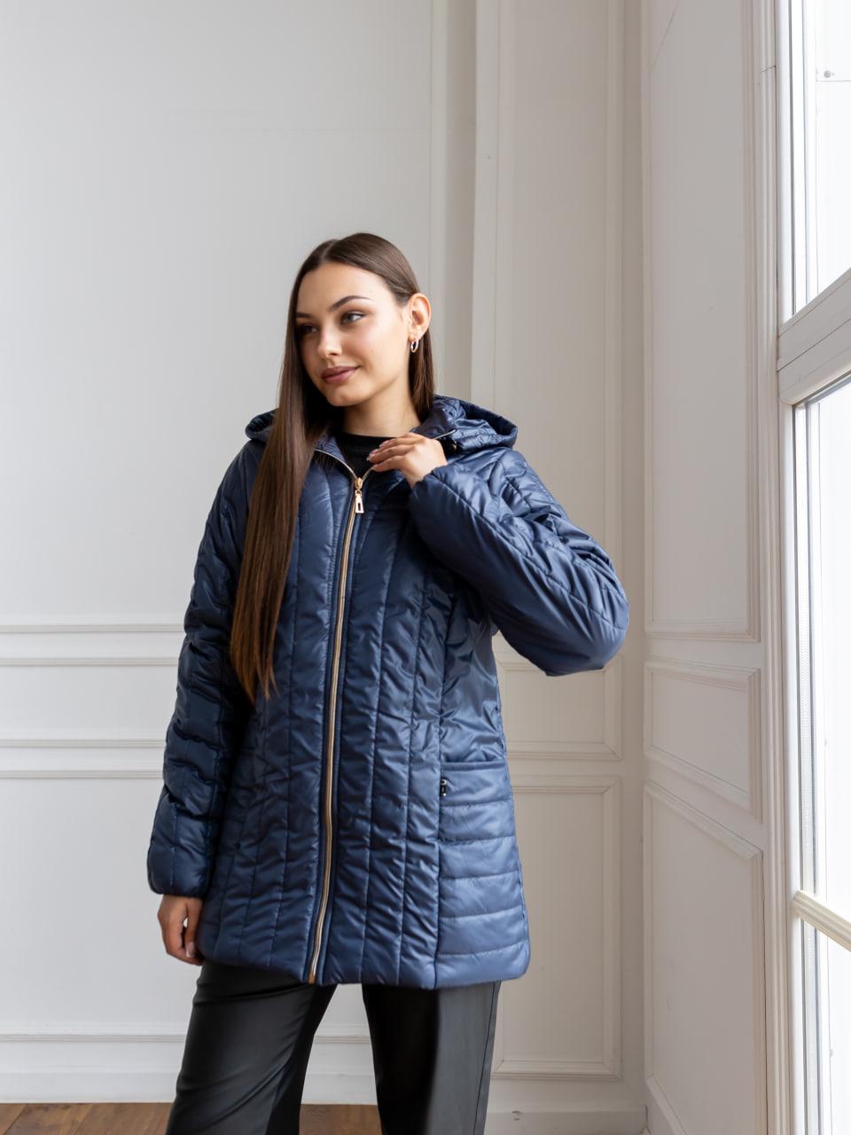 Куртка женская демисезонная San-A-Belle №8 р. 68 Синий (29438490) - фото 2 Куртка женская демисезонная San-A-Belle №8 р. 68 Синий (29438490) - фото 2