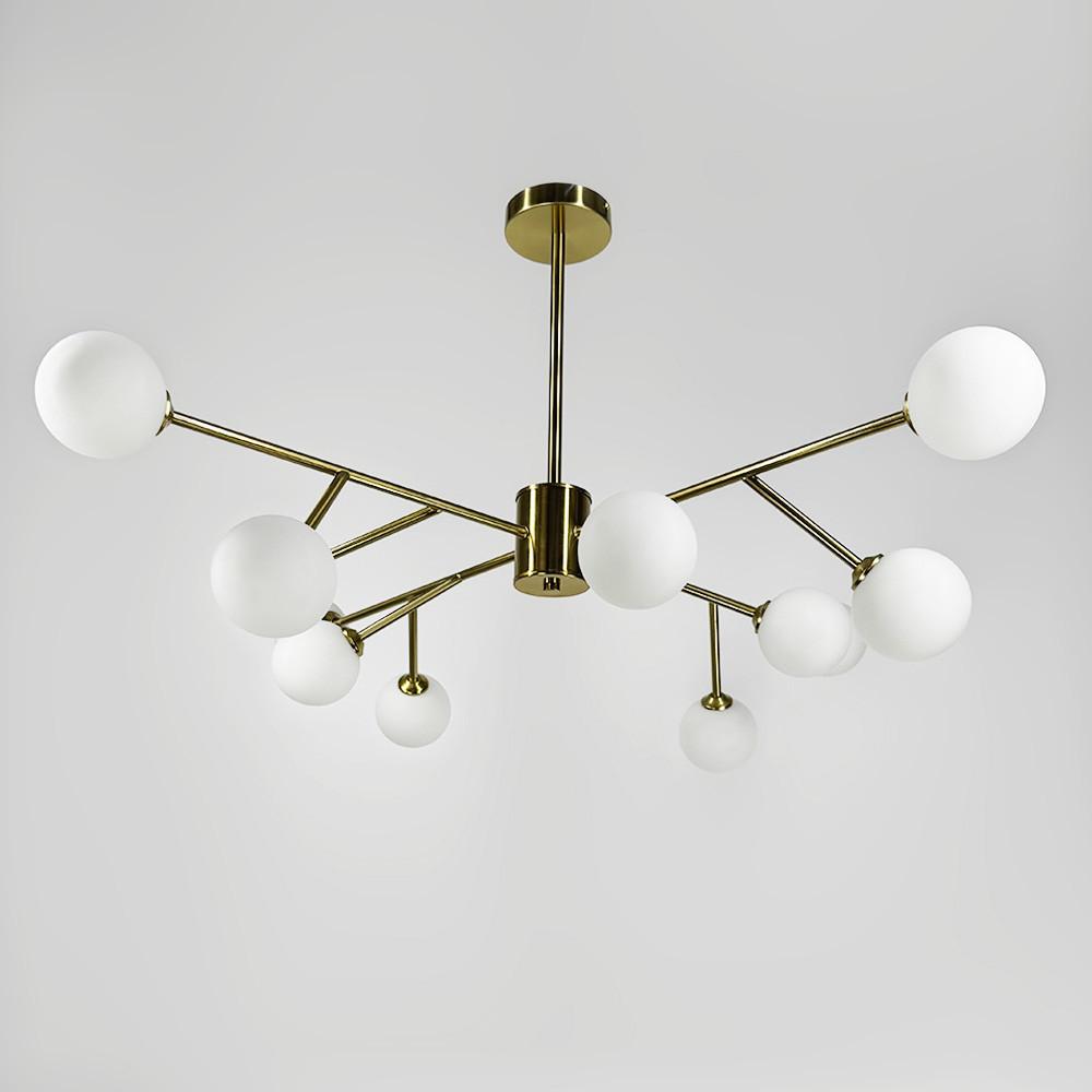 Люстра потолочная на 12 белых плафонов Ø 100 см Латунь (AOC 19/12 AB G9) - фото 4