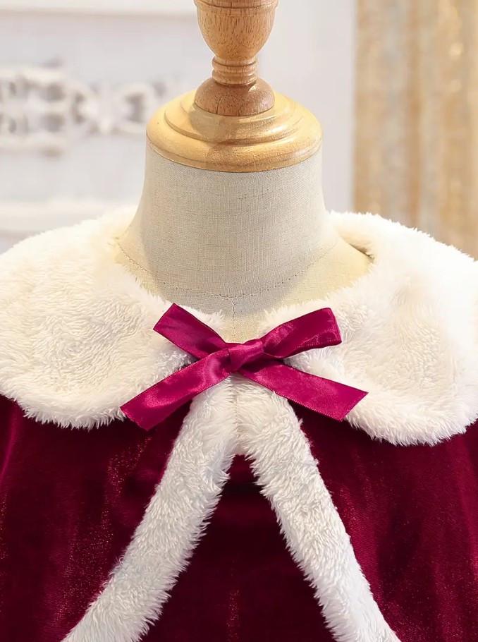 Сукня оксамитова для дівчинки 5 років Різдвяна з білим хутром Бордовий (2819917414) - фото 2 Сукня оксамитова для дівчинки 5 років Різдвяна з білим хутром Бордовий (2819917414) - фото 2