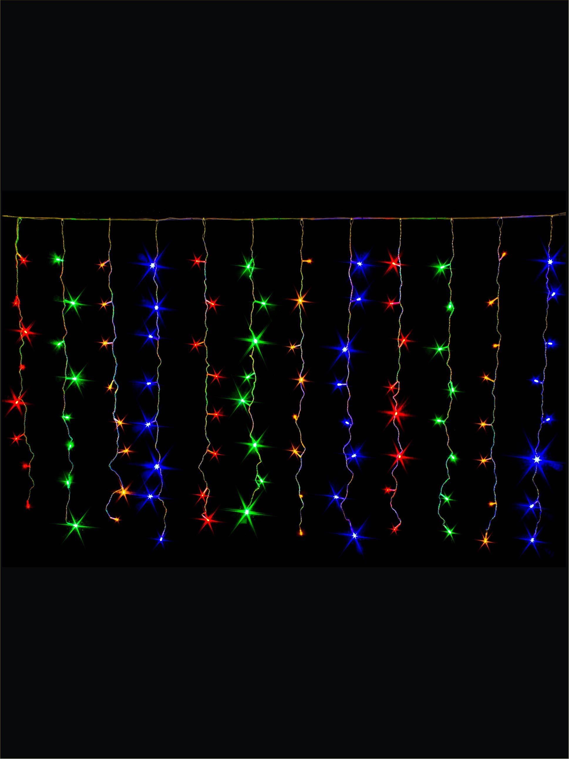 Гирлянда Занавес окно 200 LED от сети 2х1,5 м Прозрачный провод/Разноцветный (m.03.5Т.200+)