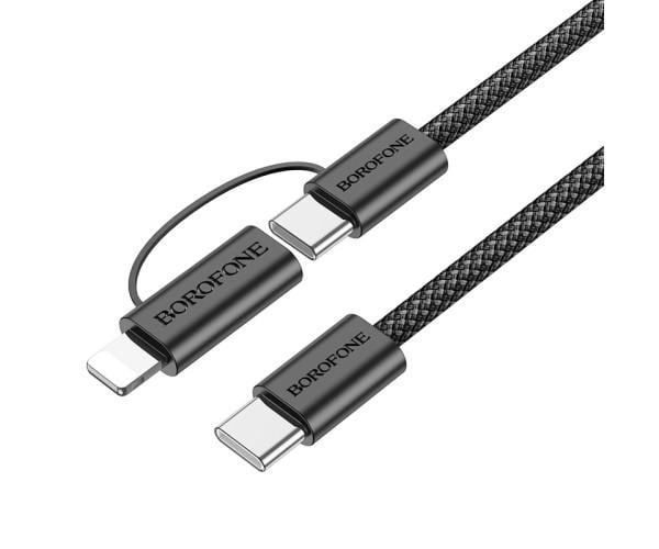 Кабель USB Borofone BX104 Primo 2в1 60W/PD27W 3A Type-C to Type-C Black