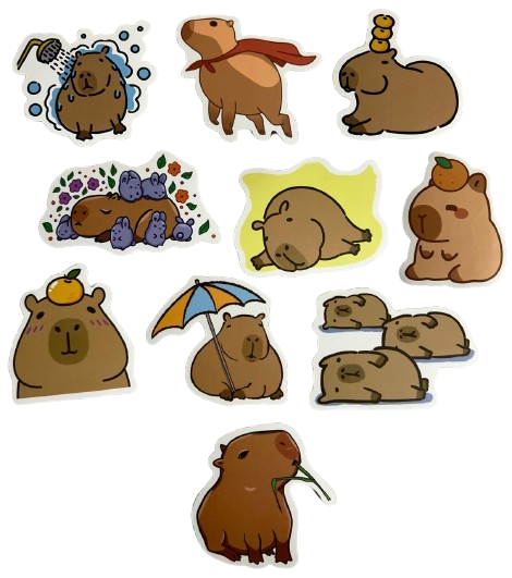 Набор стикеров Капибара 10 шт. (1045) Набор стикеров Капибара 10 шт. (1045)