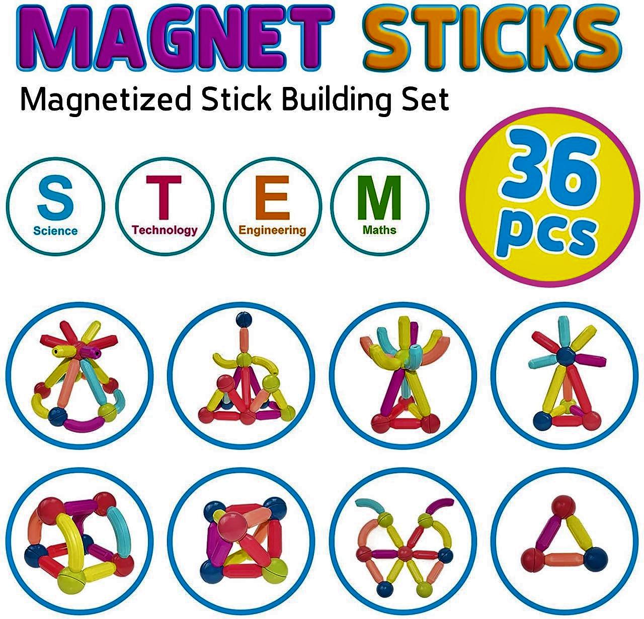 Конструктор детский Magnetic Sticks 3D 36 деталей - фото 13