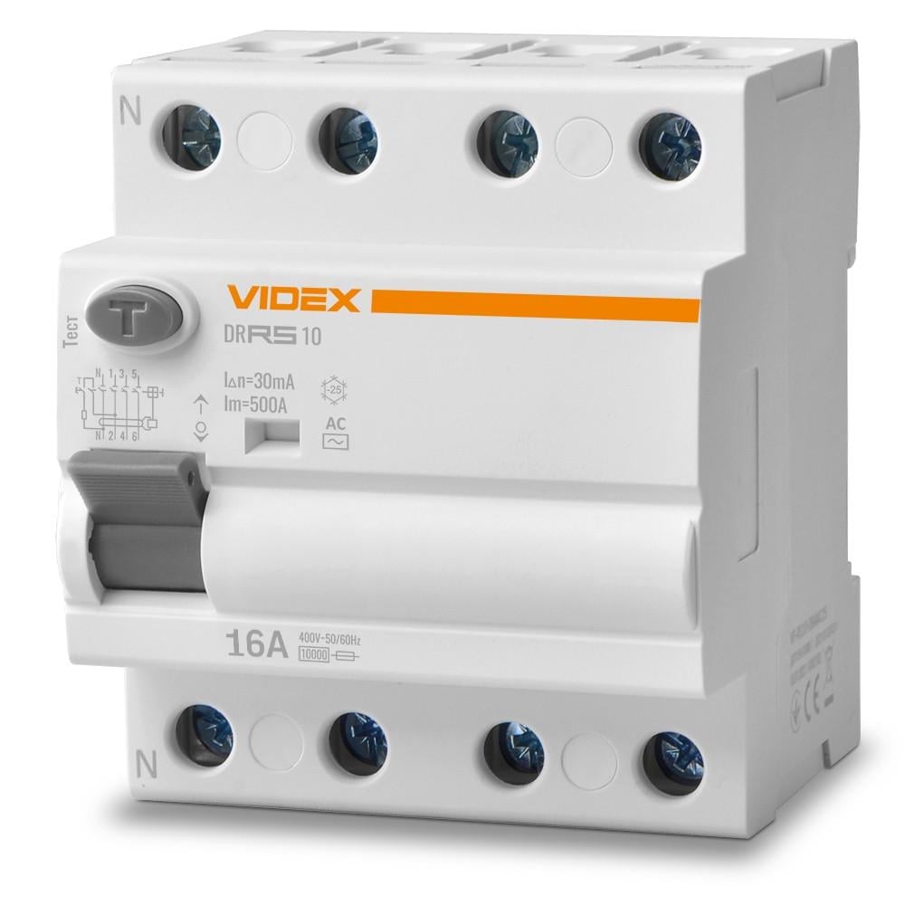 ᐉ Реле дифференциальное Videx Resist VF-RS10-DR4AC16 АС 4п 30 мА 10 кА ...