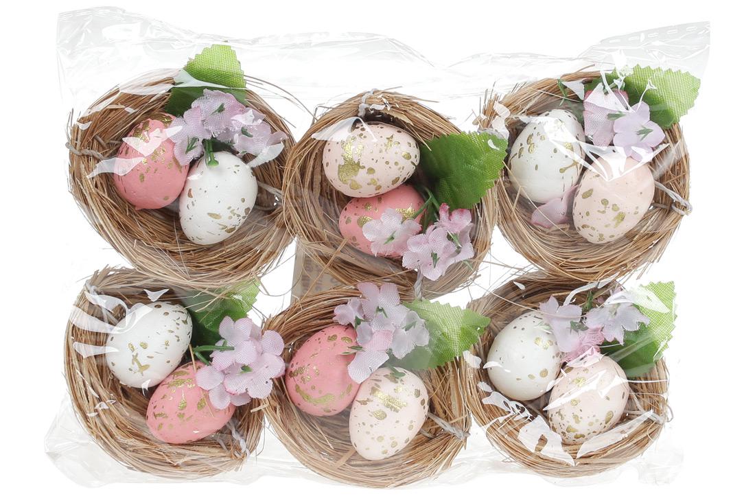 Декор пасхальный BonaDi Гнёздышко 6 шт. (743-808)