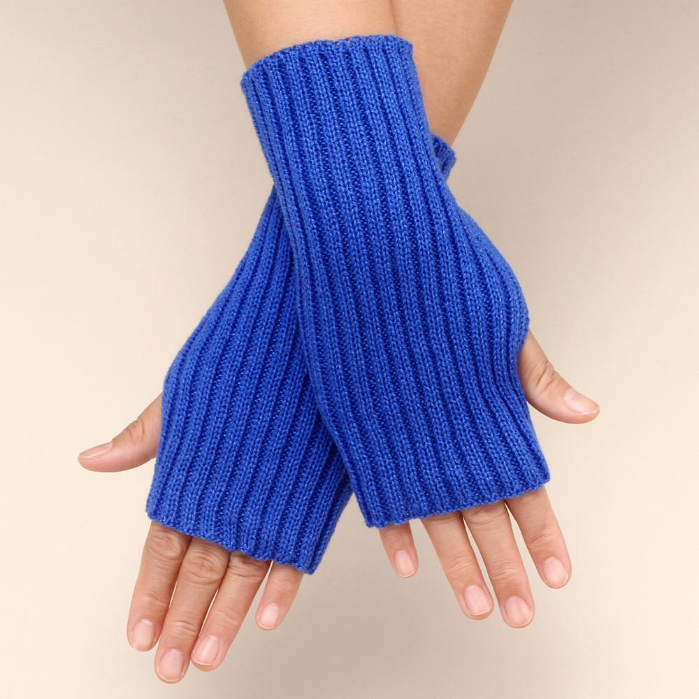 Митенки короткие в рубчик One Size Синий (1857)