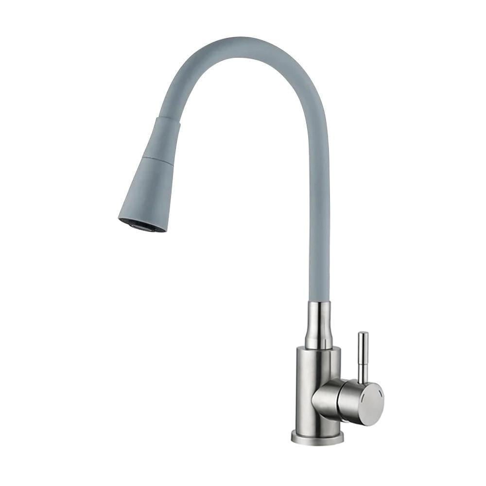 Змішувач для кухні Wezer EKO4Y-01G гнучкий вилив 2-режимний нержавіюча сталь Сатин/Сірий (1055186)