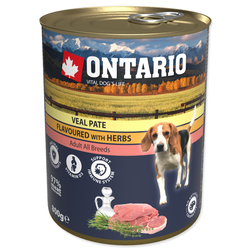 Консерва для собак Ontario can Veal Pate with Herbs з телятиною та травами 800 г (214-21184)