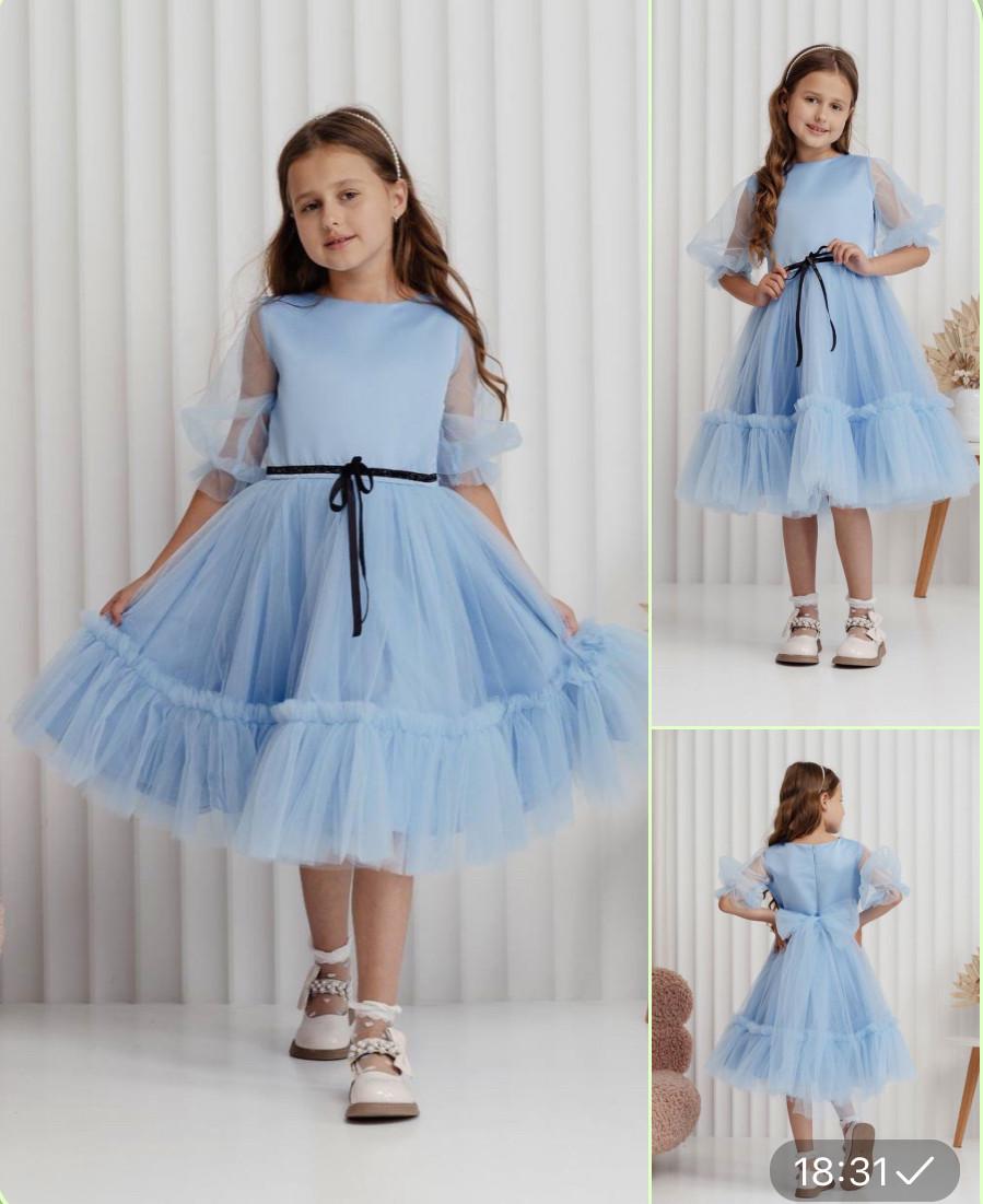 Платье праздничное для девочки 116 см Голубой (2229152300) - фото 12