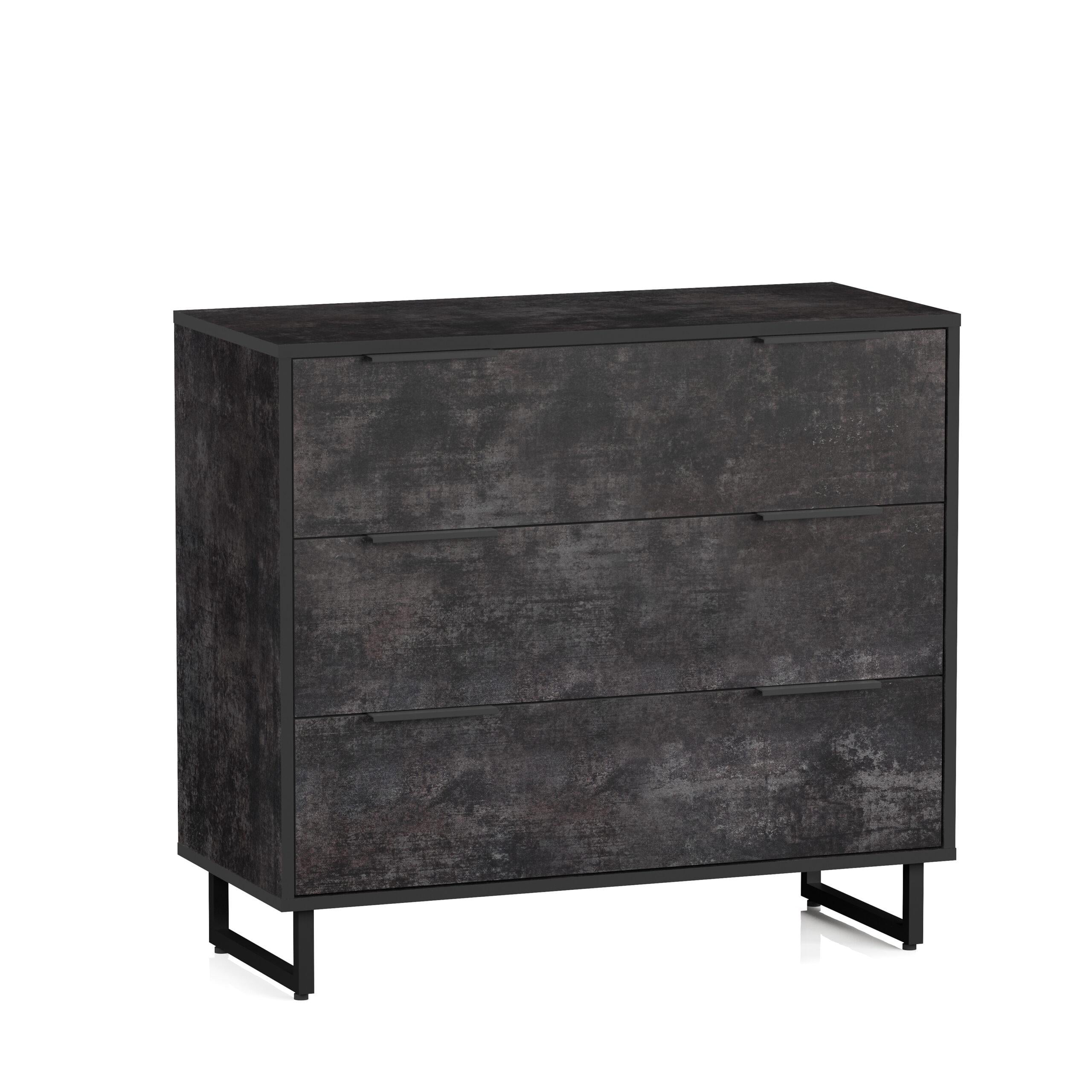 Комод с 3 ящиками Nikoshop Лофт F-8 900x810x400 мм Бетон темный Комод с 3 ящиками Nikoshop Лофт F-8 900x810x400 мм Бетон темный