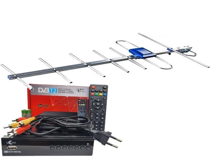 Тюнер uClan T2 6701 METAL з функціями медіаплеєра та IPTV/WebTV/антена зовнішня Т2 Eurosky Favorit з підсилювачем 55
