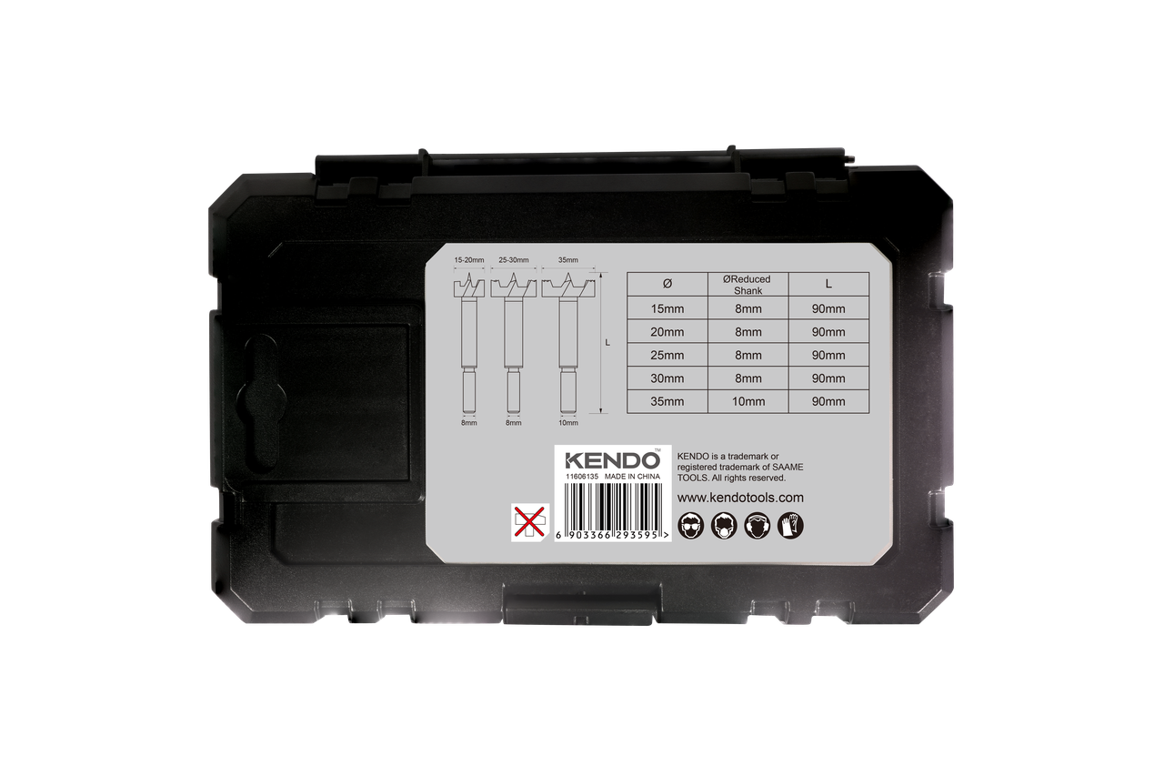 Набір свердл Kendo Форстнера 40Cr 10-90 мм 5 шт. 15-35 мм - фото 4 Набір свердл Kendo Форстнера 40Cr 10-90 мм 5 шт. 15-35 мм - фото 4
