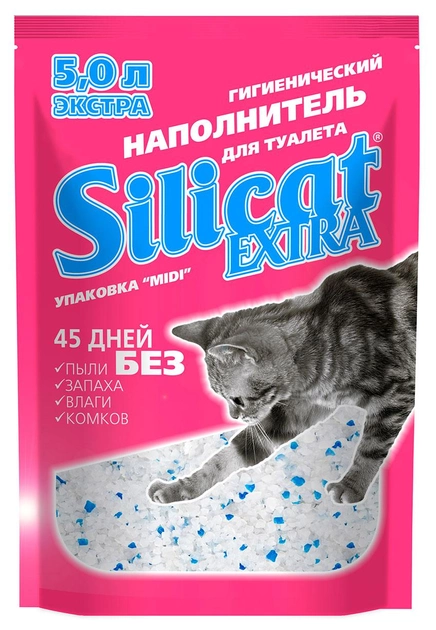 Наповнювач для котячого туалету Silicat Extra силікагелевий 5,0 л x 6 шт. 30 л