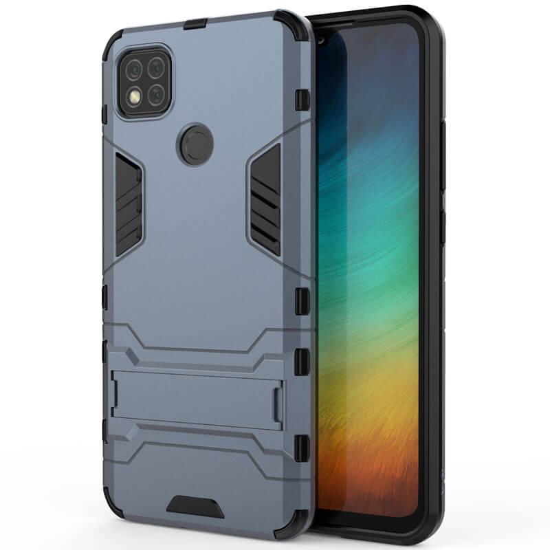 Ударопрочный чехол-подставка Transformer для Xiaomi Redmi 9C с мощной защитой корпуса Серый / Metal slate