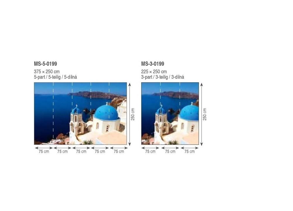 Фотошпалери флізелінові 3D місто 375х250 см DIMEX Вид на море з острова Санторіні (MS-5-0199) - фото 4