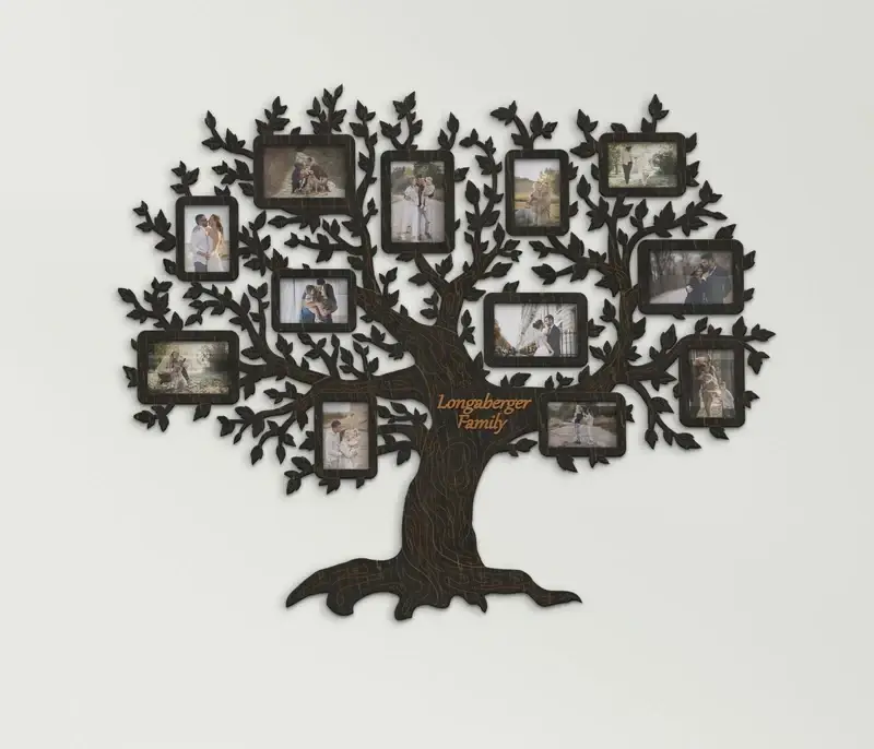 Фотоколлаж настенный Семейное дерево ручной работы на 12 фото Черный (tree_many_leaves_l-4) - фото 1 Фотоколлаж настенный Семейное дерево ручной работы на 12 фото Черный (tree_many_leaves_l-4) - фото 1