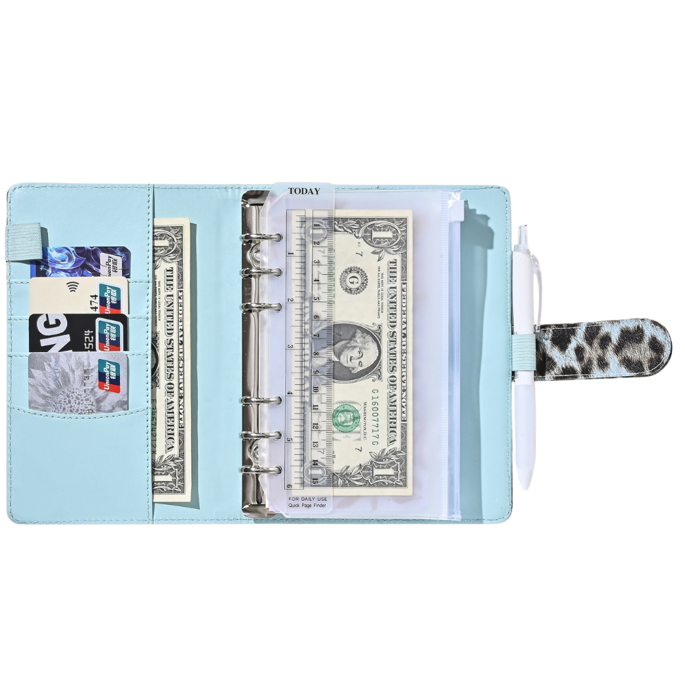 Блокнот-планер для грошей бюджету та зберігання фінансів з синім відтінком формат А6 Леопардовий - фото 3 Блокнот-планер для грошей бюджету та зберігання фінансів з синім відтінком формат А6 Леопардовий - фото 3