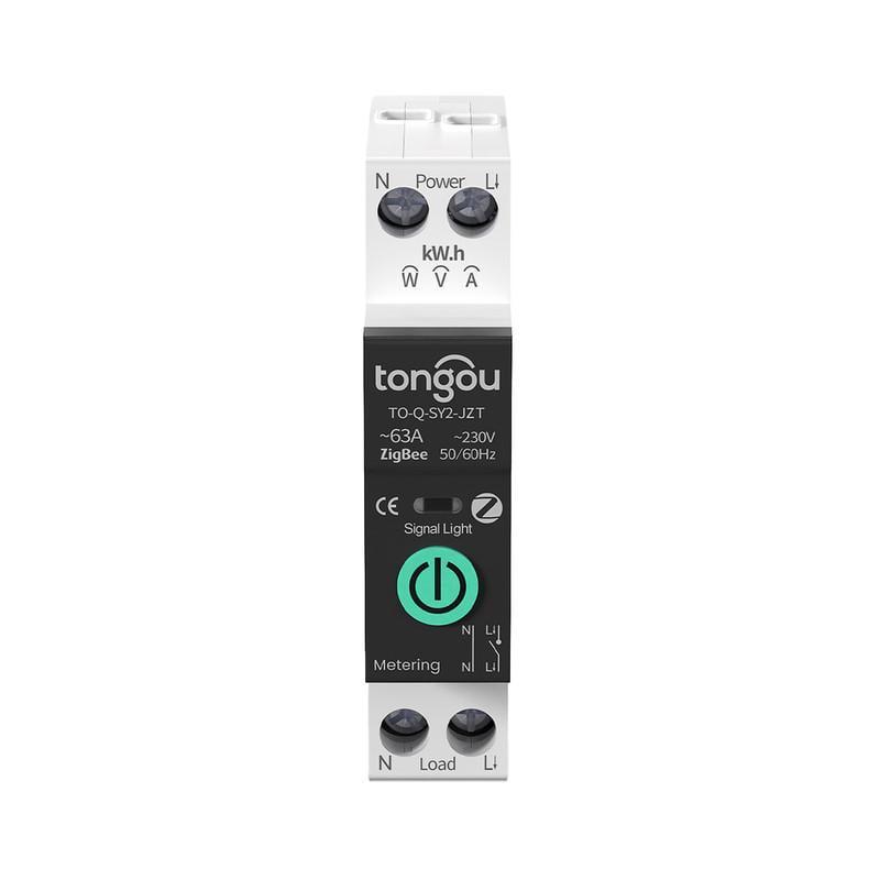 Умный ZigBee выключатель Tongou с полной защитой/счетчиками/таймером 1P+N 1-63A 230V Smart Life/Tuya (TO-Q-SY2-JZT)