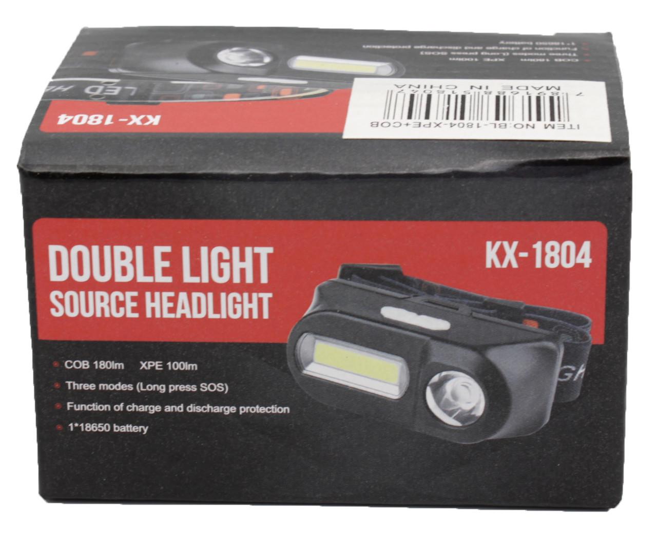 Налобний акумуляторний ліхтар Bailong BL-1804 MicroUSB 2 кнопки (t6110) - фото 2