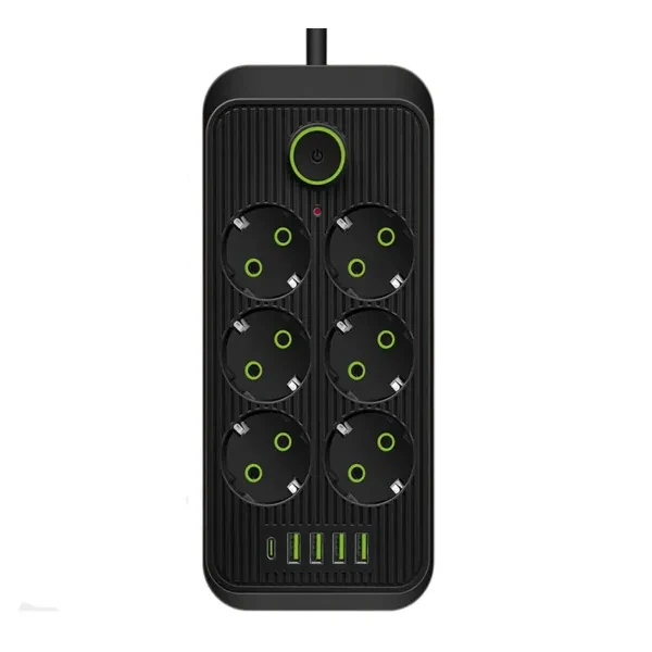 Фильтр-удлинитель сетевой SMART 6 розеток 5 USB 5 м Черный (HP-5-26)