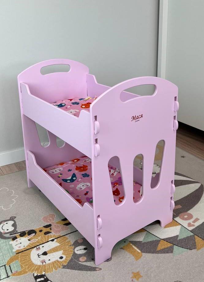 Двухъярусная игрушечная кроватка с постельным бельем Розовый - фото 4 Двухъярусная игрушечная кроватка с постельным бельем Розовый - фото 4