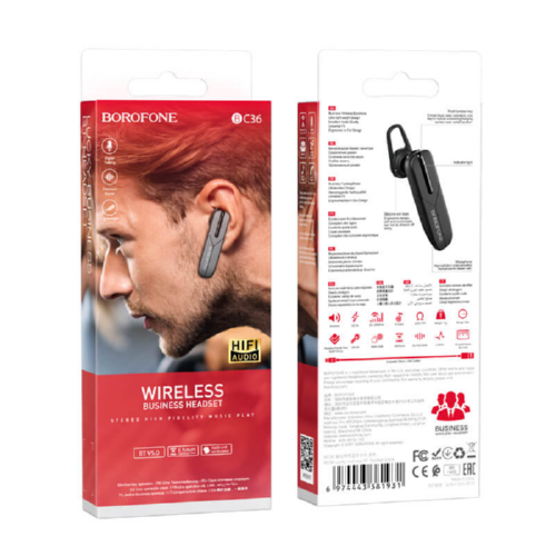 Гарнитура BOROFONE Bluetooth Lucky business BT headset BC36 70 mAh чорний (546756) - фото 4