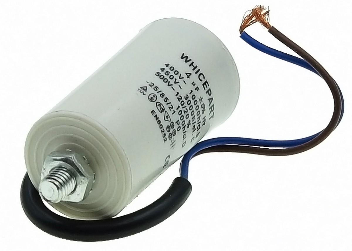 Конденсатор рабочий Whicepart 4 мкф 450V D35 H70 - фото 2