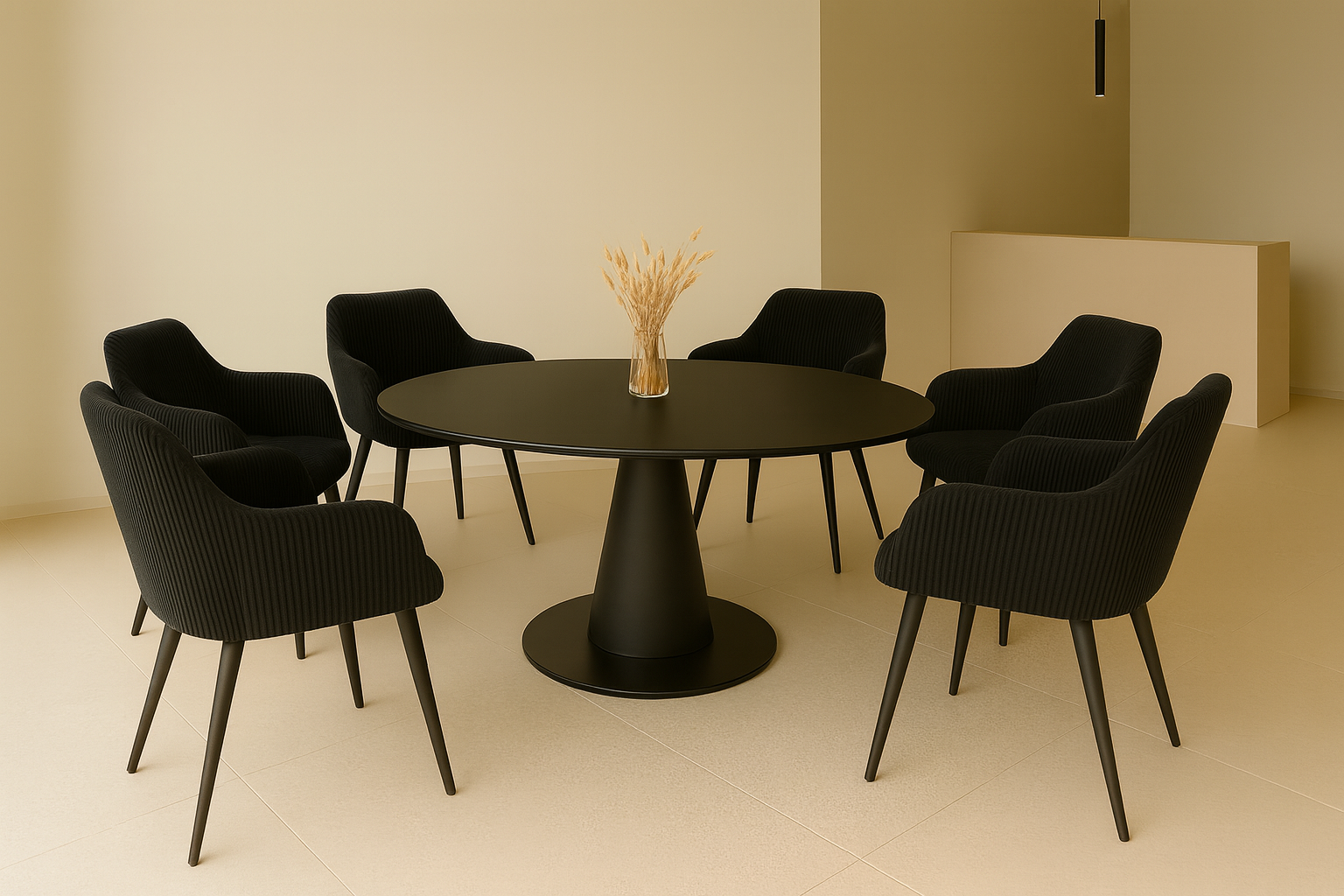 Комплект обеденных стульев Линн М-240 6 шт. с подлокотниками вельвет 850х580х580 мм Черный/Черный