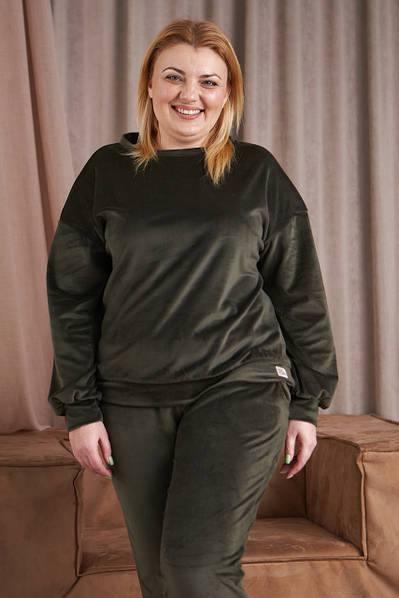 Пижама женская велюровая с брюками р. 54 Коричневый (25987708) - фото 2 Пижама женская велюровая с брюками р. 54 Коричневый (25987708) - фото 2