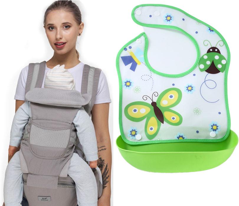 Хіпсіт Baby Carrier 6в1 з слинявчиком-трансформером Сірий (n-9890) - фото 10