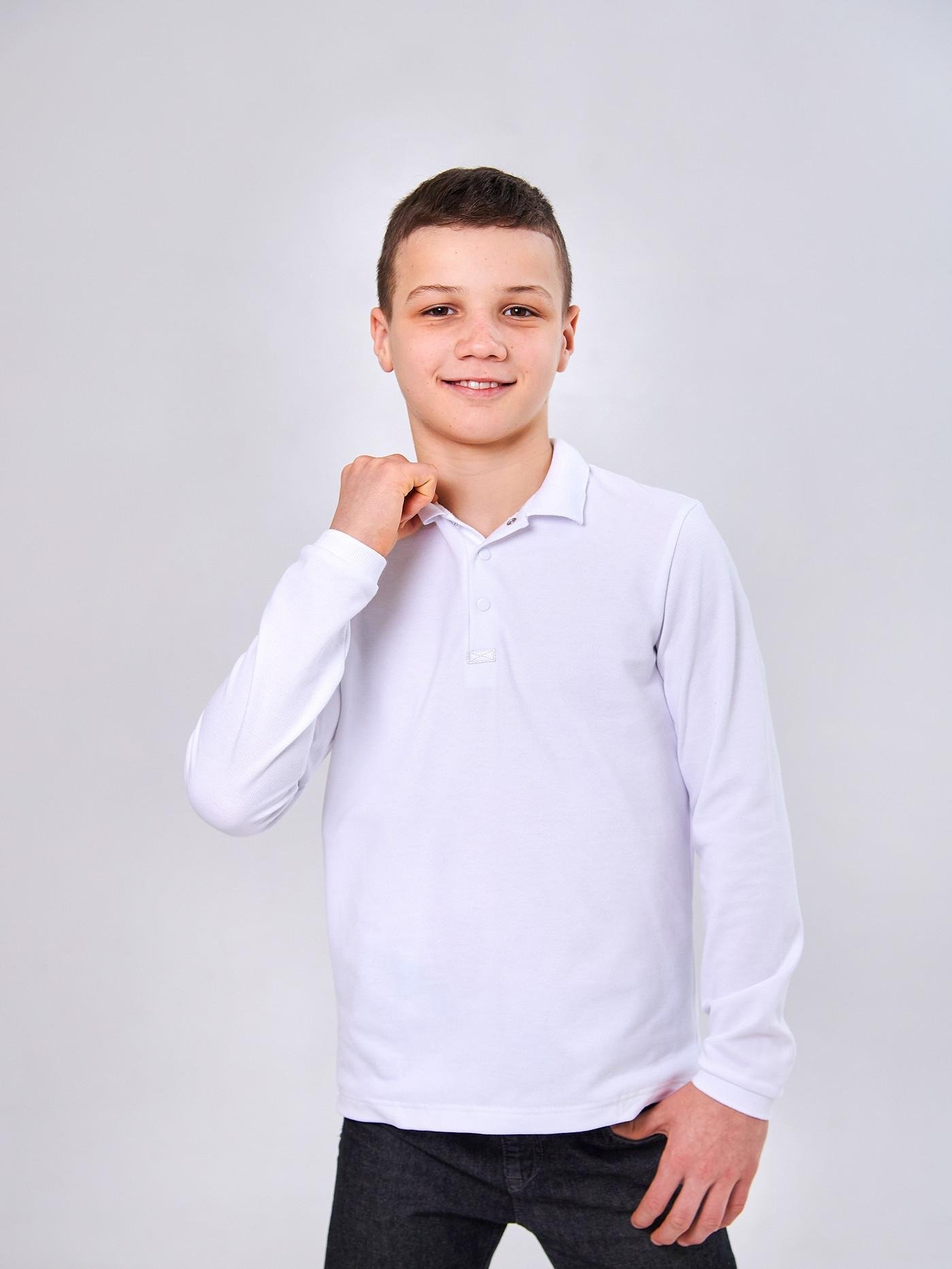 Футболка-поло с длинным рукавом Smil 134 см Белый (114108)