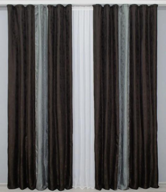 Комплект комбінованих штор 1,8х2,7 м 2 шт. Венге/Сірий (016дк/613-1015-613ш) - фото 3