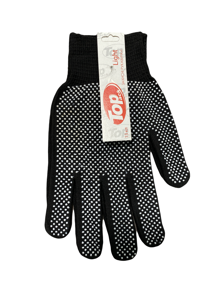 Перчатки нейлоновые с белой микроточкой ПВХ 13 класс XL Черный (1301)